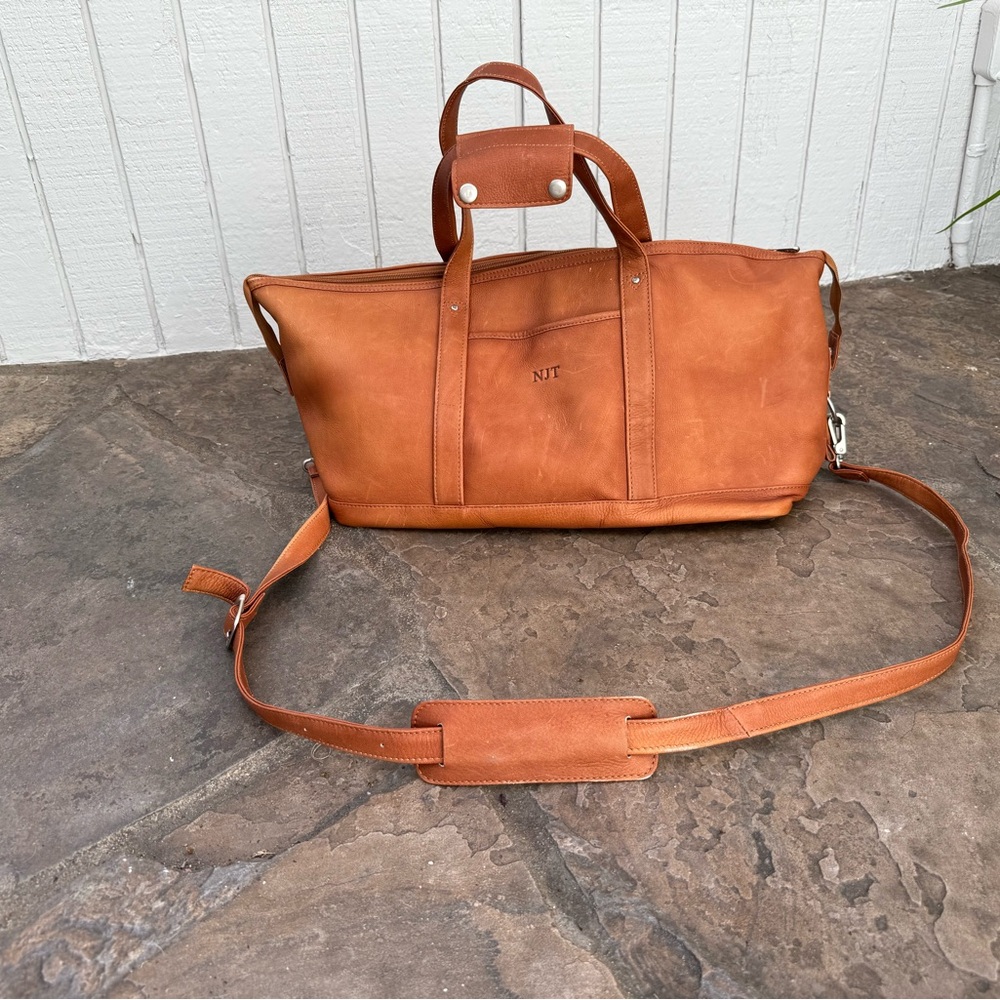 Elegant Brown Leather Duffel Bag